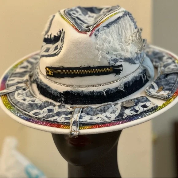 Custom Wise Brim Denim Hat Handmade Custom Wide Brim Hats / Cowboy Hats / Cowgirl Hats  main image 2